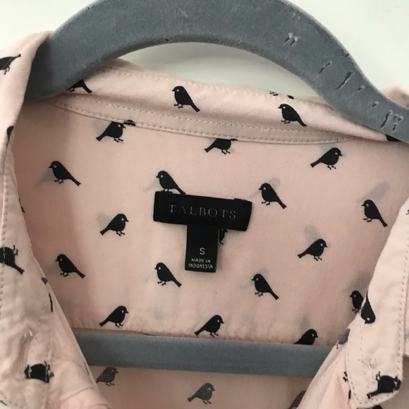 Talbots Pink Bird Print Blouse Top Rayon - Picture 7 of 9